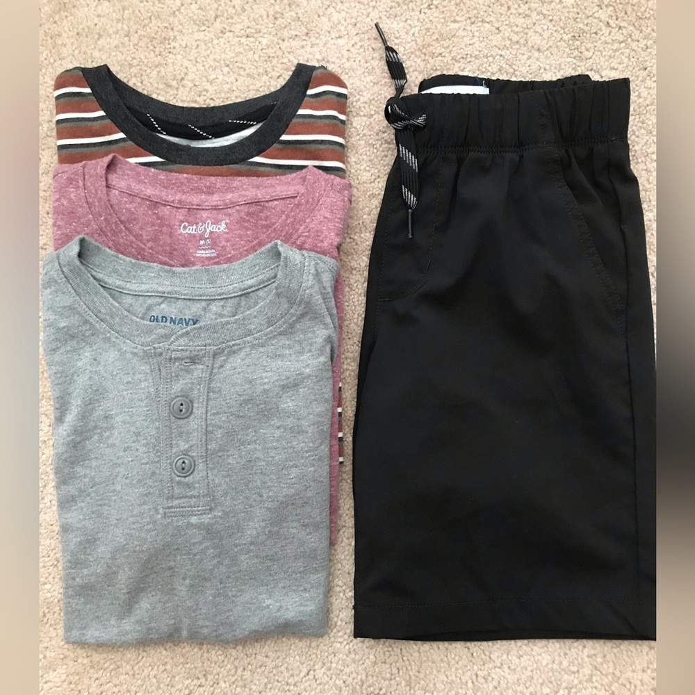 Boys Casual T-Shirts and Black Shorts Set
